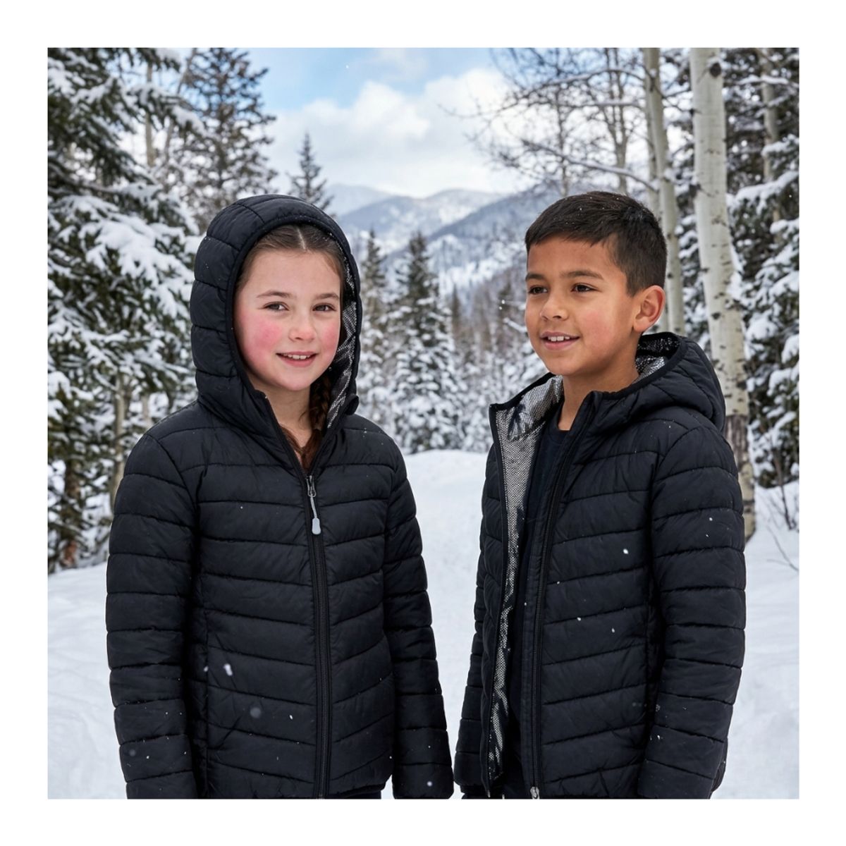 EKOL TACTICA MILITAR - Chaqueta Puffer Para Niños Con Forro Térmico Reflectante Y Capucha Negra
