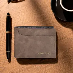 CARVEN - Billetera hombre Jack café oscuro con monedero Paris