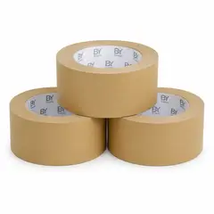 FLASHNOTE - Cinta De Embalaje Bysupply Kraft Ancha, 7 Cm X 100 M Pack De 3 Rollos Ecológicos Y Biodegradables P