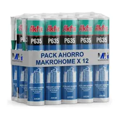AKFIX - Pack 12 Sellador Poliuretano Gris P635 310ml