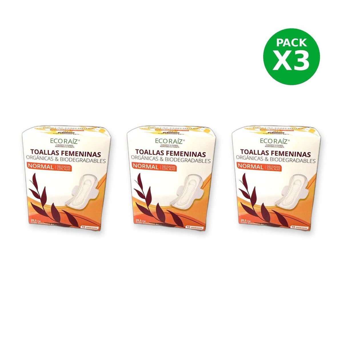 ECORAIZ - Toallas Femeninas con alas biodegradables