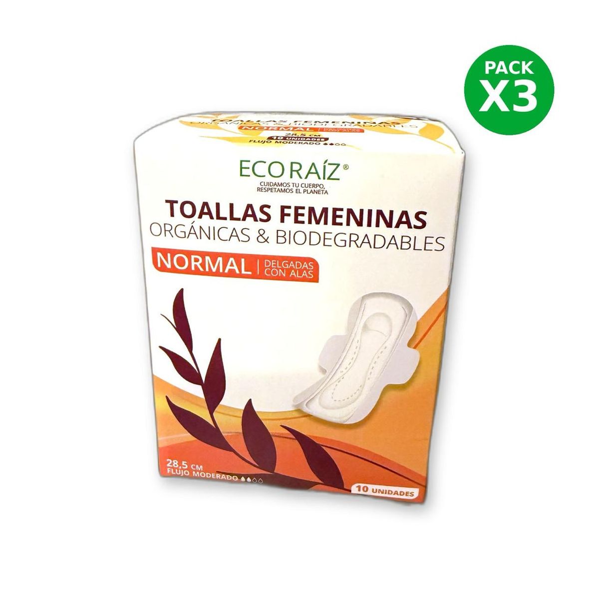ECORAIZ - Toallas Femeninas con alas biodegradables