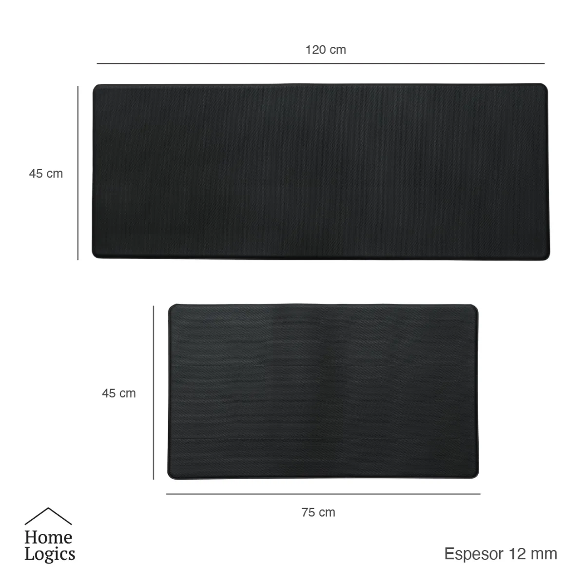 HOME LOGICS - Set 2 Alfombras Anti Fatiga Descanso Negro Home Logics