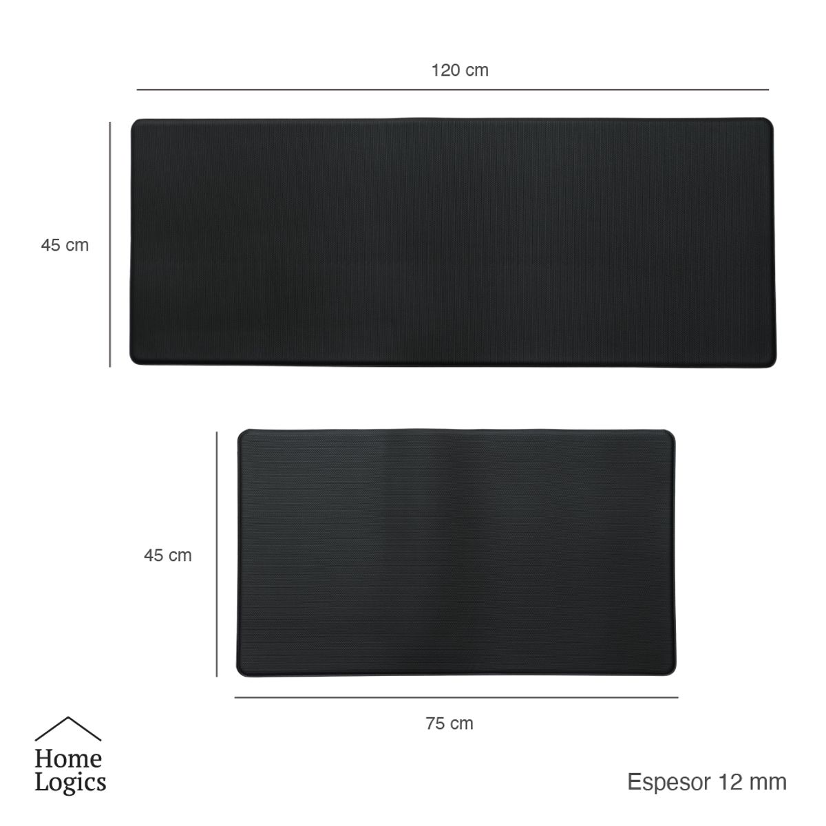 HOME LOGICS - Set 2 Alfombras Anti Fatiga Descanso Negro Home Logics
