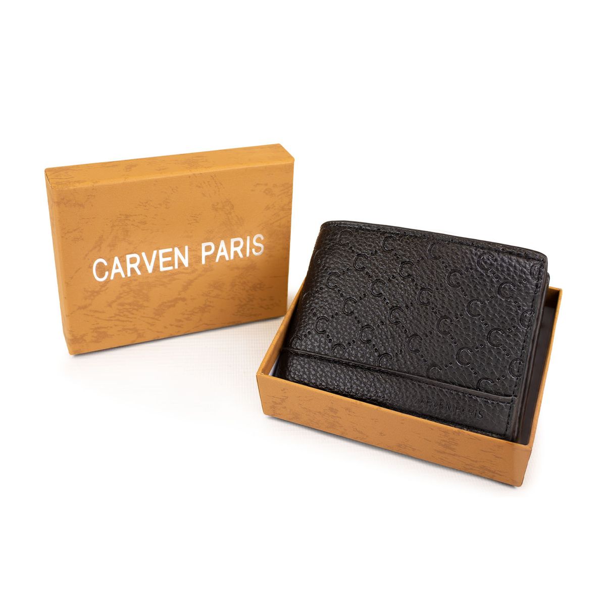 CARVEN - Billetera hombre Lucca negra con monedero Carven Paris