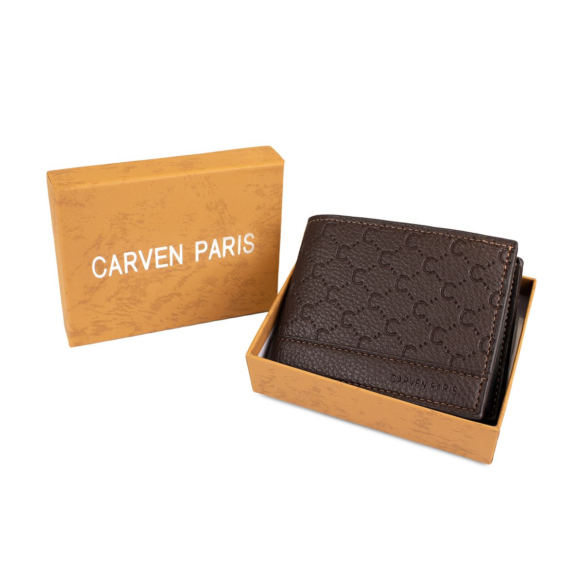 CARVEN - Billetera hombre Lucca café con monedero oscuro Carven Paris