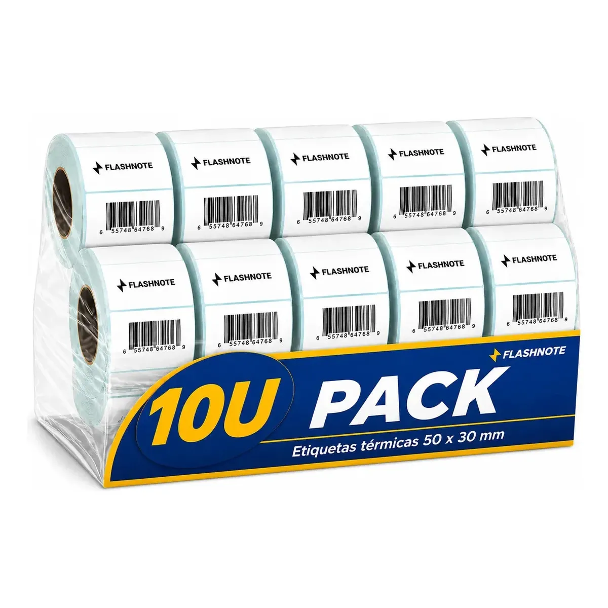 FLASHNOTE - Etiquetas Térmicas Autoadhesivas Rollo 50x30mm Flashnote Pack X10 1000 Etiquetas Por Rollo Superfici