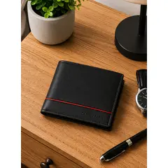 CARVEN - Billetera hombre Gino negra con monedero Paris