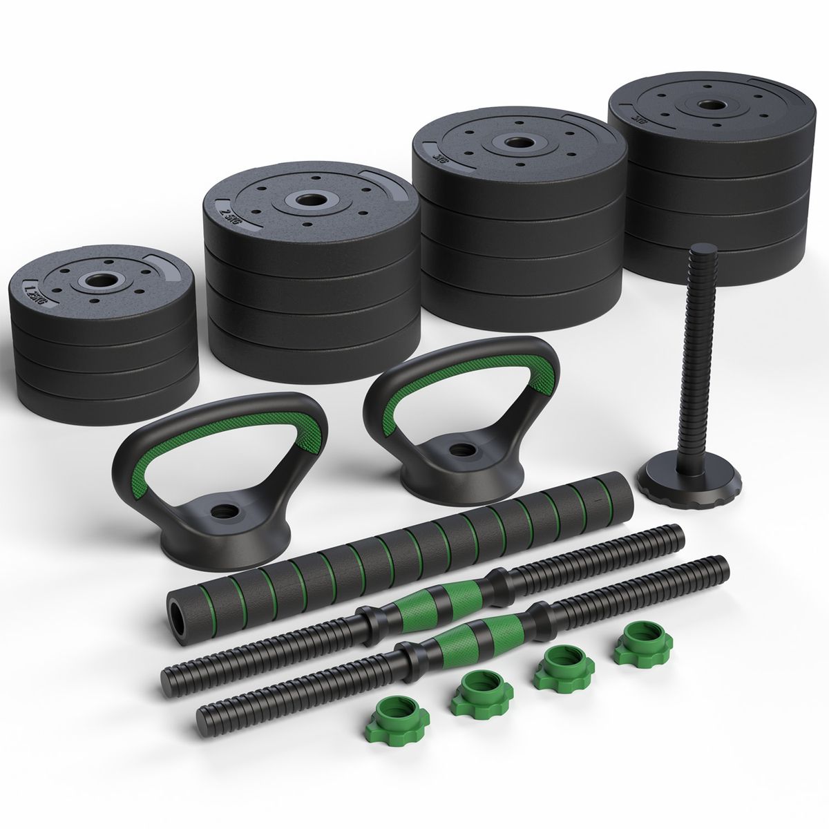 FITMAX - Set Mancuernas Green 3 en 1 ajustables 40 Kg