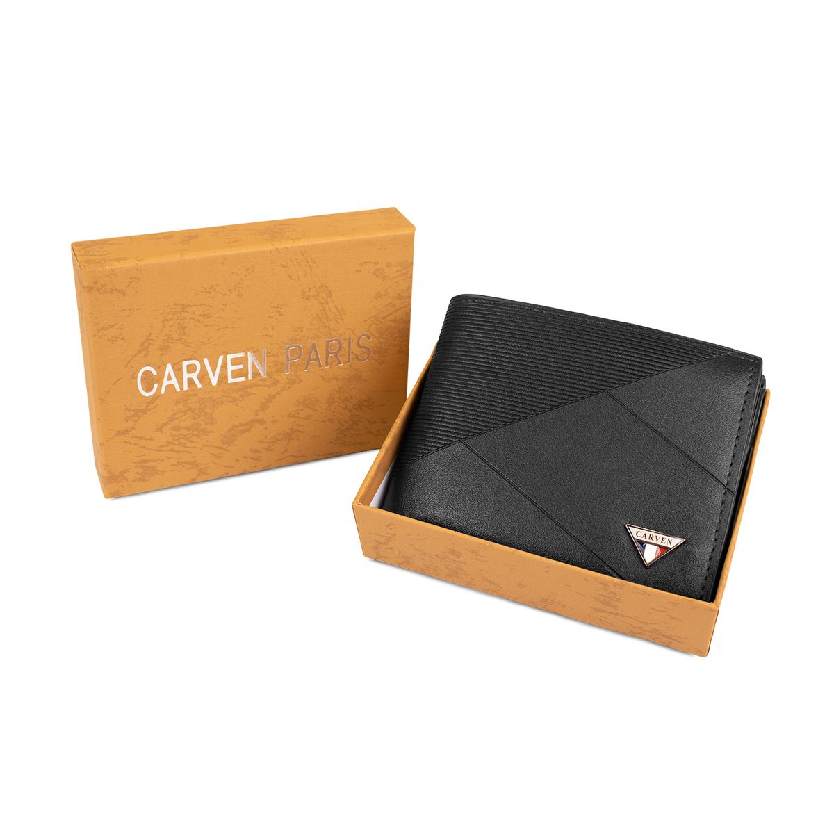 CARVEN - Billetera hombre Enzo negra con monedero Carven Paris