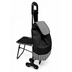 GENERICO - Carro de Compras / feria con Asiento Plegable y 6 Ruedas de patin Reforzadas