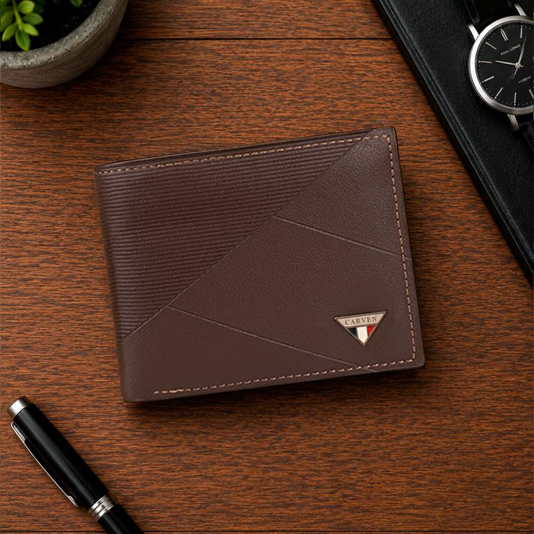 Billetera hombre Enzo café con monedero Paris · Café