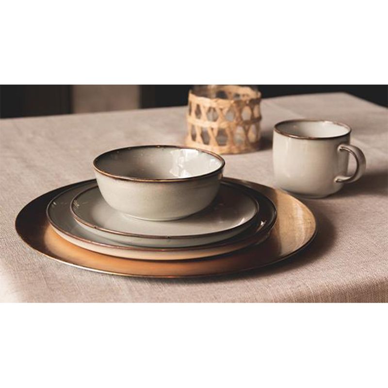 DECO EXPRESS - Juego De Vajilla Blanco Beige Cerámica 16 Piezas Loza Deco Express