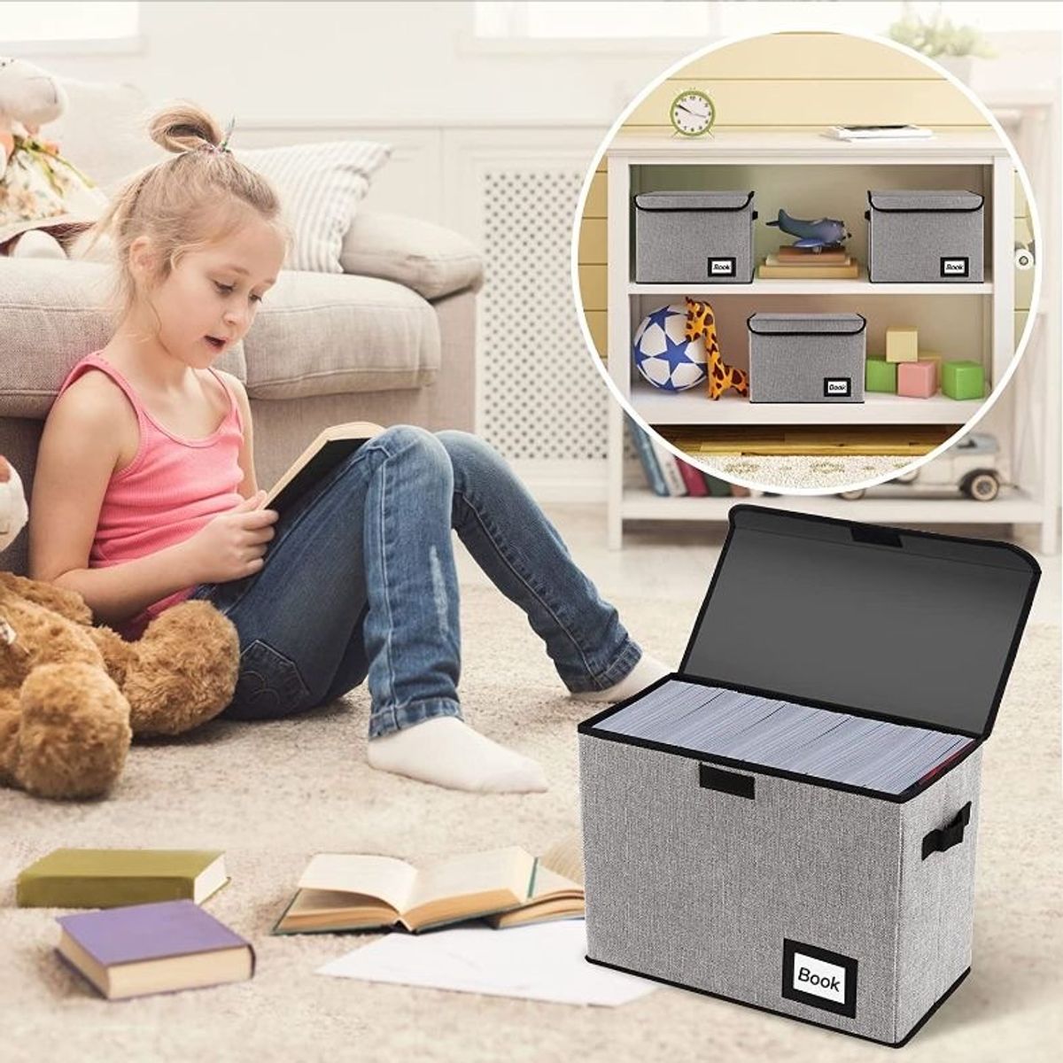 OKAY - Caja Organizadora Plegable De Tela Para Archivos Con Tapa