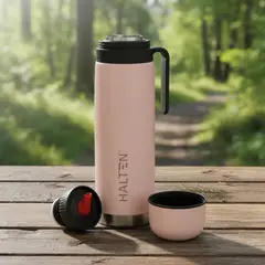 HALTEN - Termo Matero De 1 Litro Acero Inoxidable Con Pico Matero Cebador Marca Color Rosa