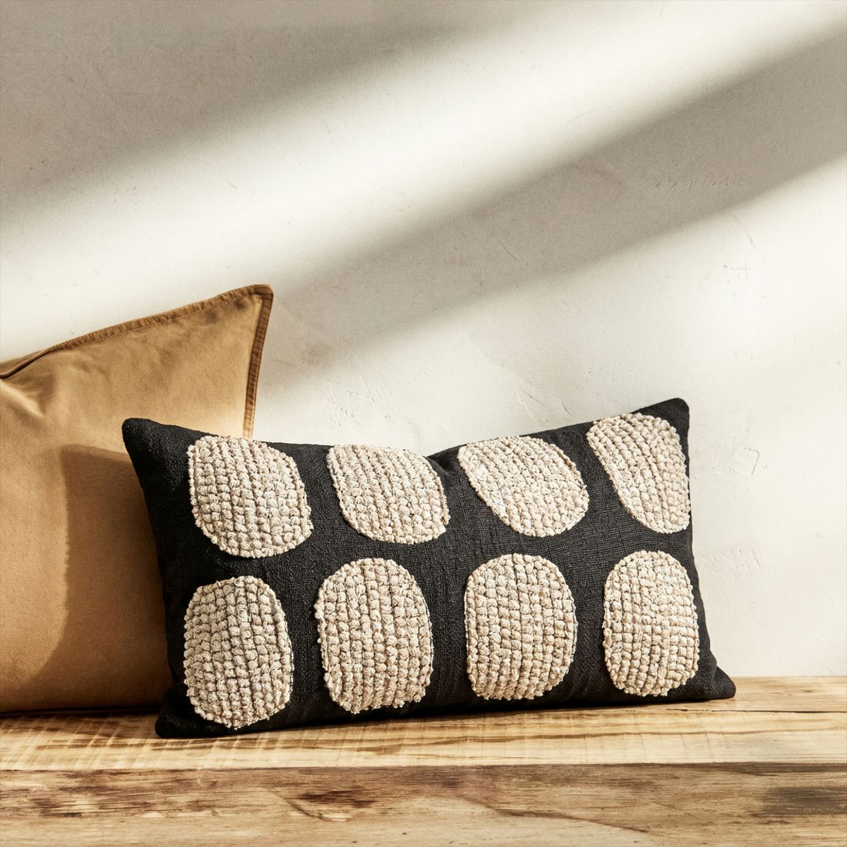 SANTU HOME & DECO - Cojín rectangular de Lino Dots