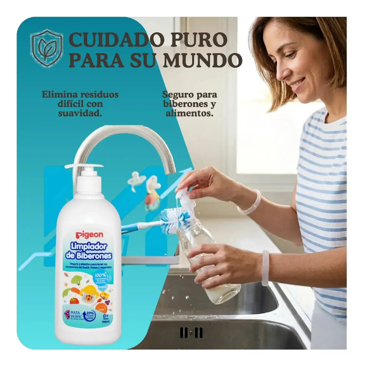 PIGEON - Limpiador De Biberon Mamadera Con Dosificador Pigeon 700ml