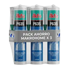AKFIX - Pack 3 Sellador Poliuretano Gris P635 310ml Elasticidad