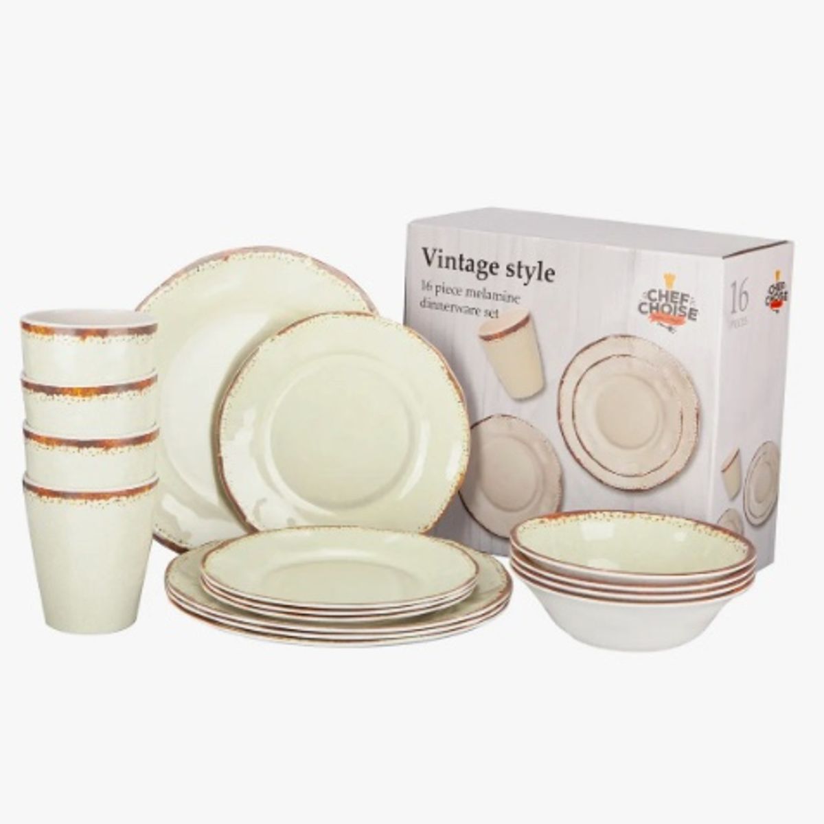 GENERICO - Set 16 Pcs Juego De Vajilla Melamina