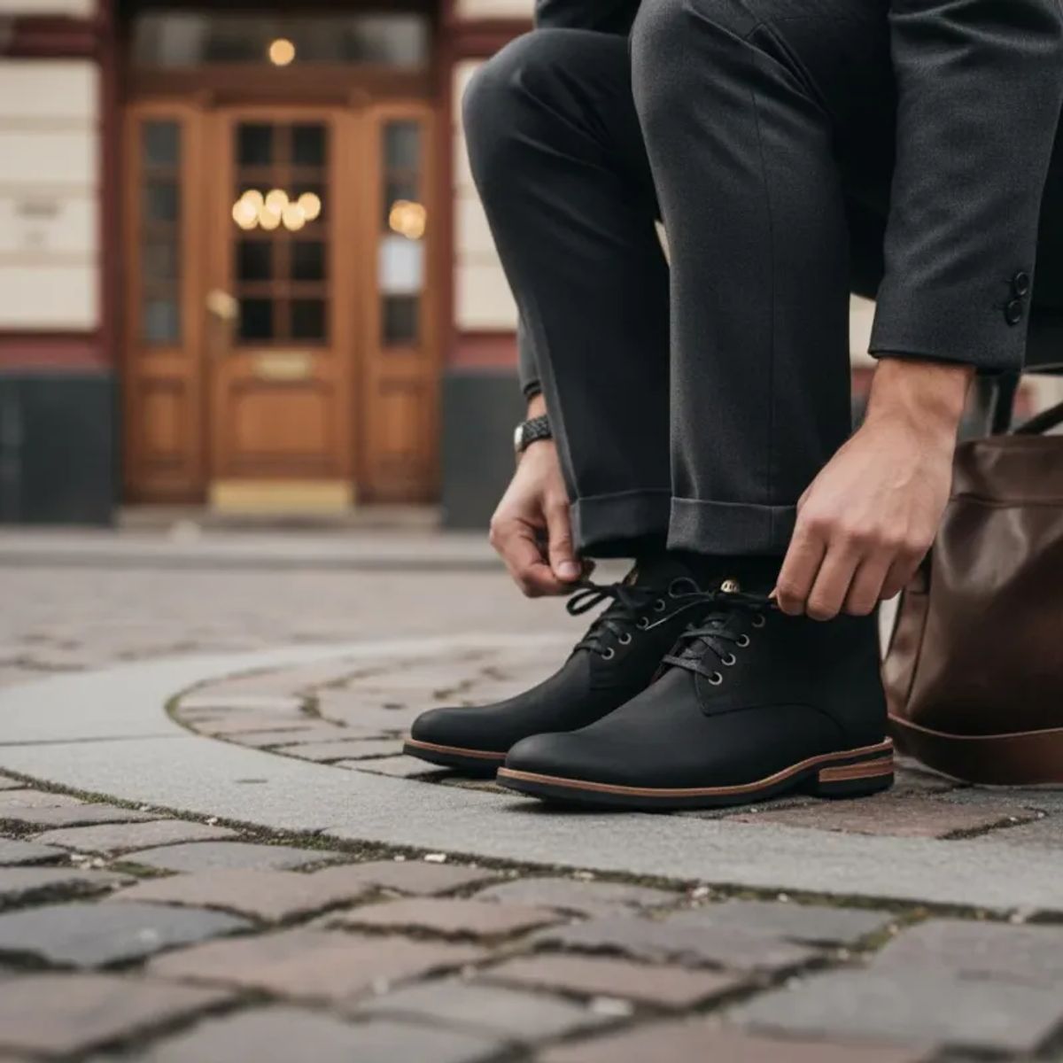 OLKI - Botin de Cuero Casual Hombre Llaima OLKI - Negro
