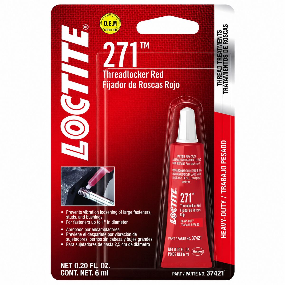 LOCTITE - Traba Pernos Alto 271 6ml. Loctite