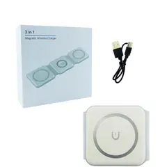 GENERICO - Cargador Inalambrico 3 En 1 Compatible Magsafe, Lightning, Smartwatch, Audifono Y Smartphone