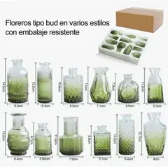 GENERICO - Set 12 Floreros De Vidrio Verde