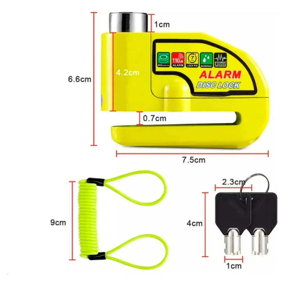 GENERICO - Candado Para Moto Con Alarma Para Freno Disco Moto