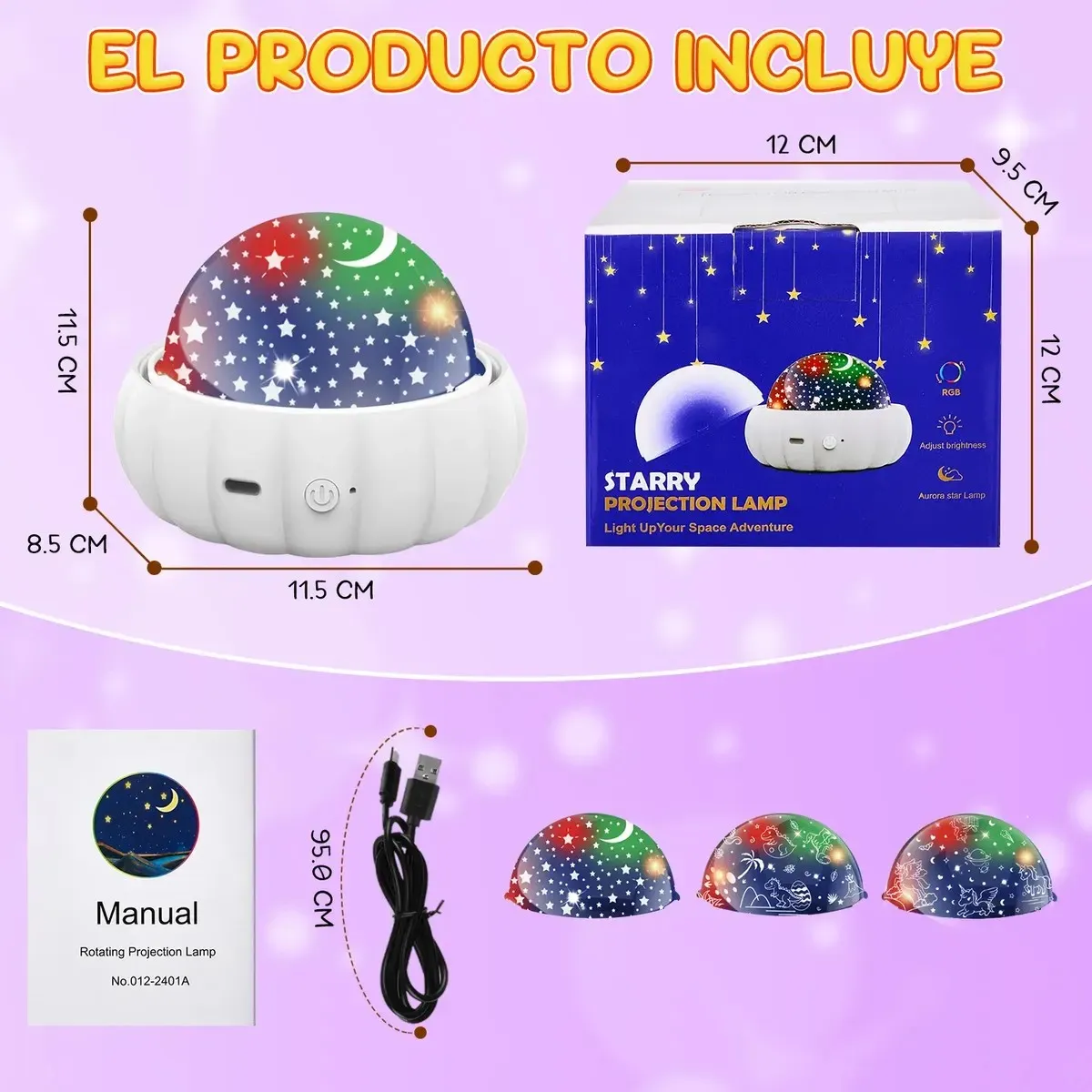 GENERICO - Lampara Led Rotatoria Proyector Cielo Estrellas Noche Dormir BELUG