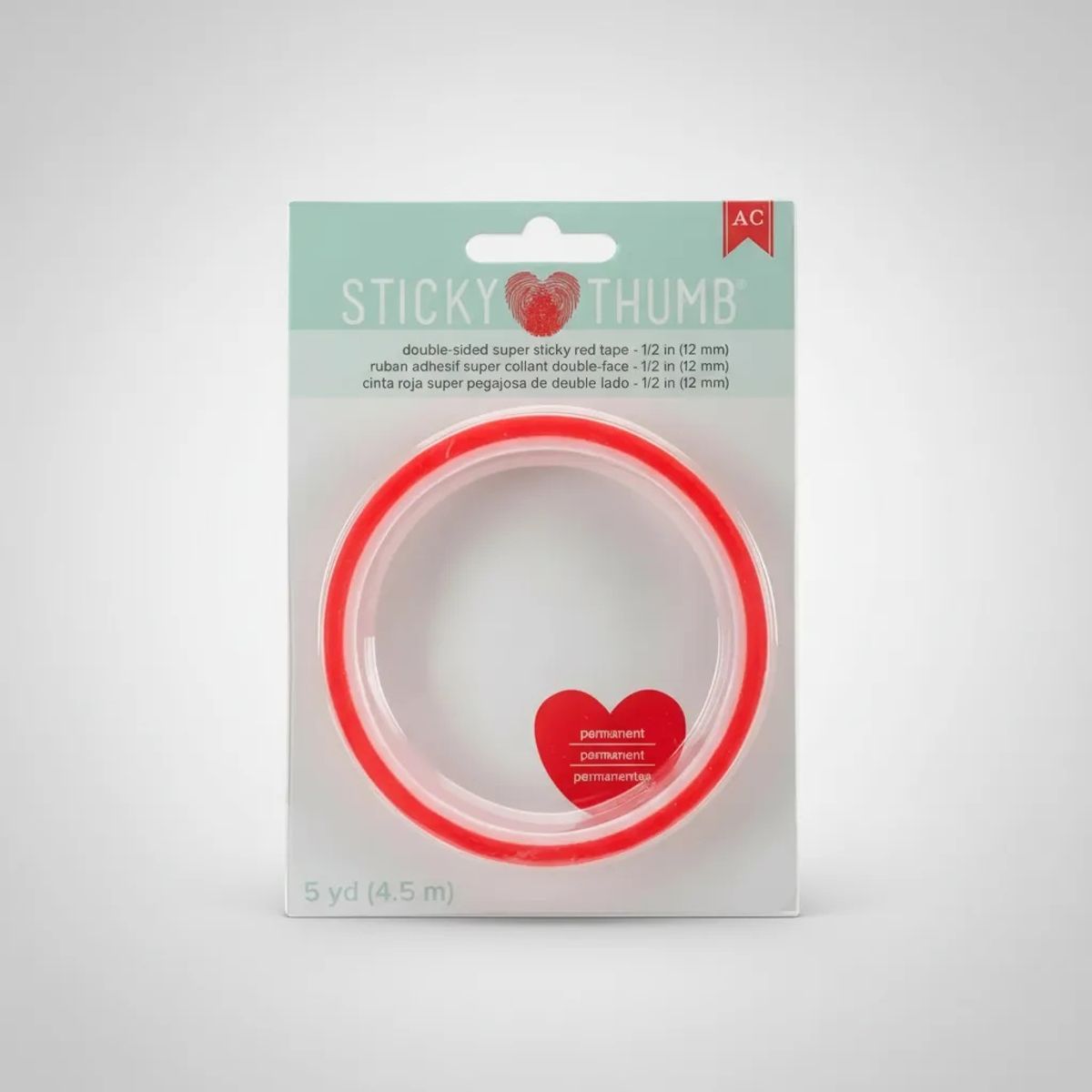 AMERICAN CRAFTS - Cinta De Doble Faz 12mm x 4.6 m Rojo American Craft
