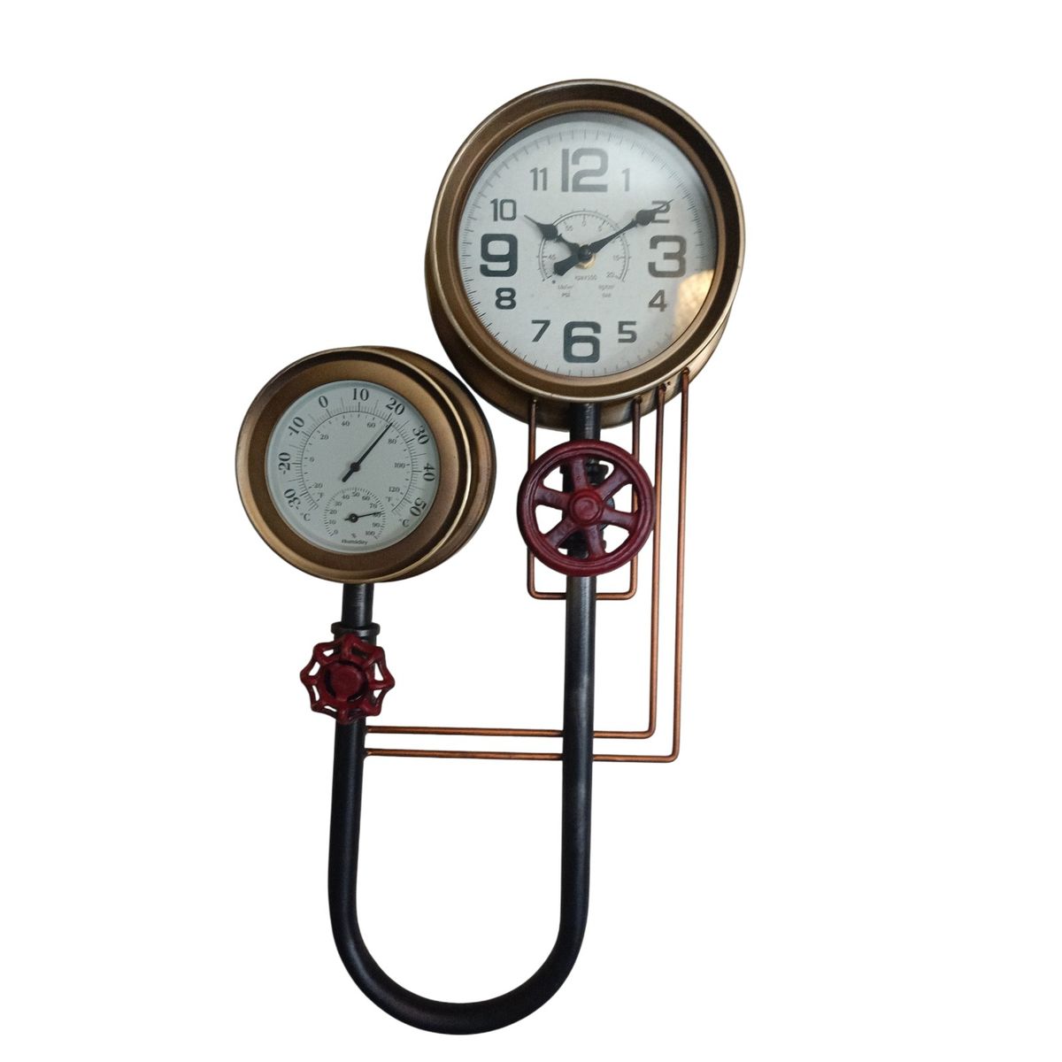 GENERICO - RELOJ PARED INDUSTRIAL MODERNO CON MARCADOR TEMPERATURA