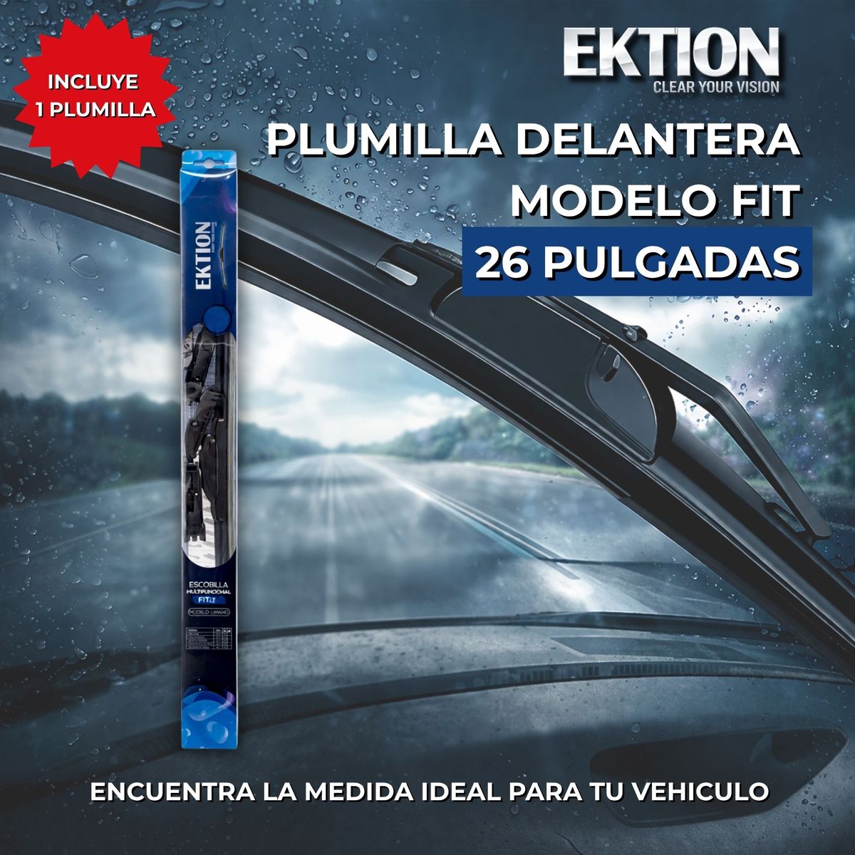 GENERICO - Plumilla Limpiaparabrisas Delantera Universal 26 pulgadas