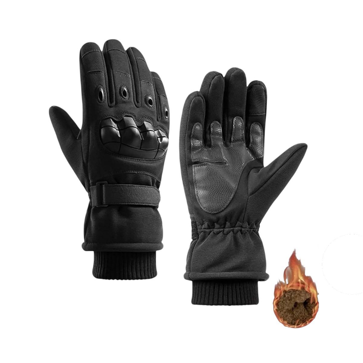 GENERICO - Guantes Moto Invierno Táctil Protección Nudillos Impermeable Negro Talla L