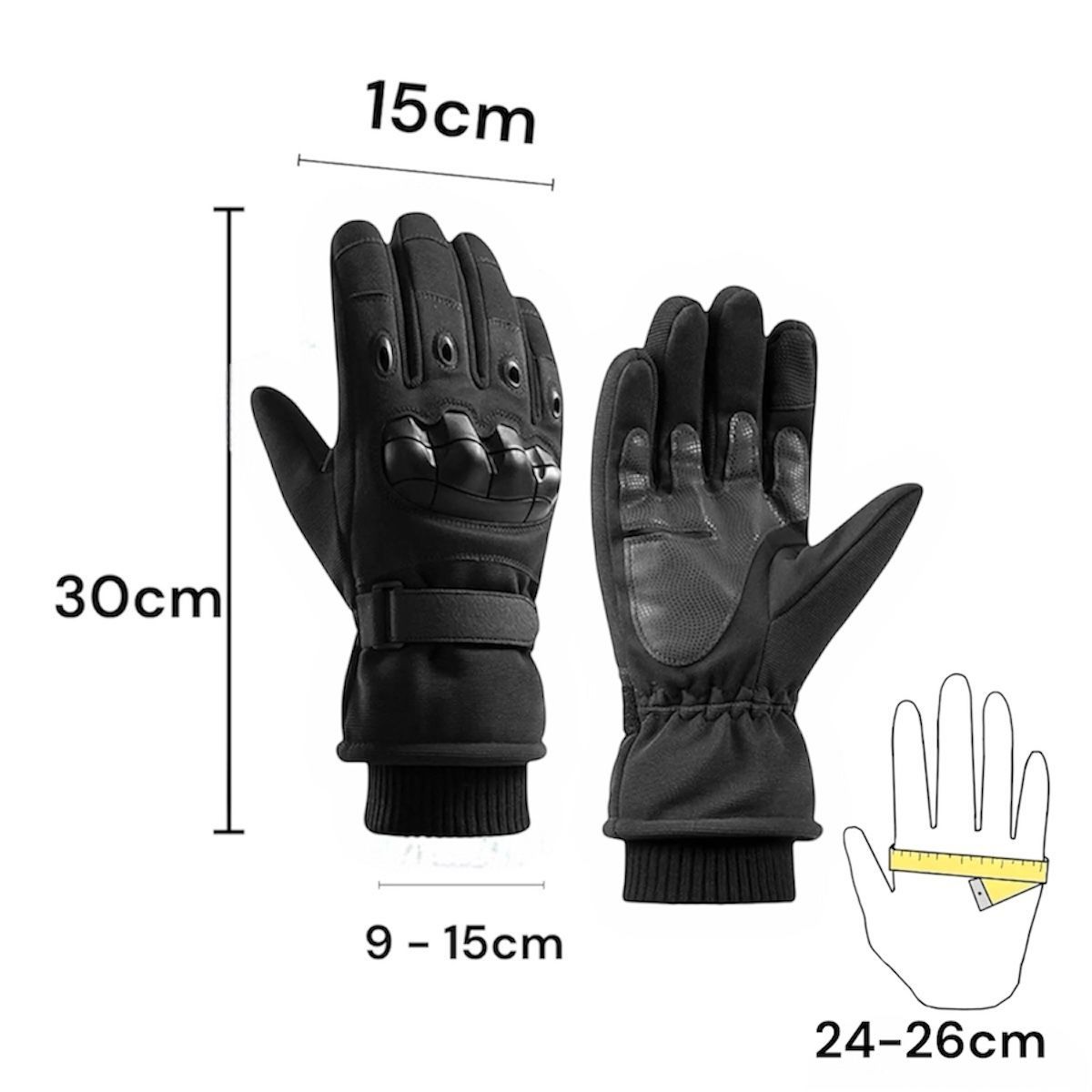 GENERICO - Guantes Moto Invierno Táctil Protección Nudillos Impermeable Negro Talla L
