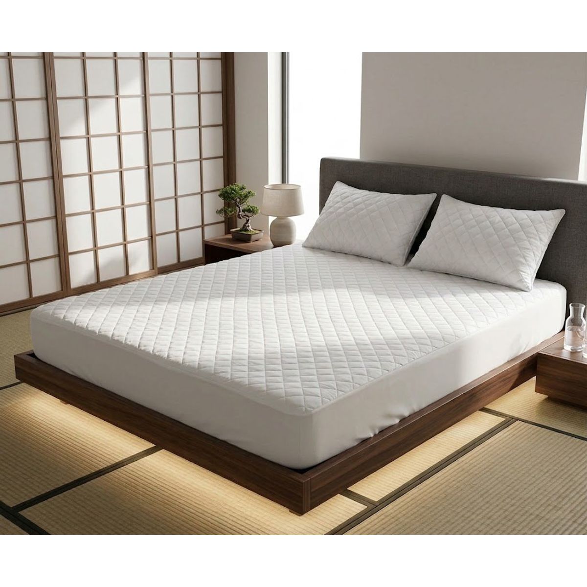 GENERICO - CUBRE COLCHON IMPERMEABLE UNICOLOR 2 PLAZA 140CM X 190CM + FUNDA DE ALMOHADA