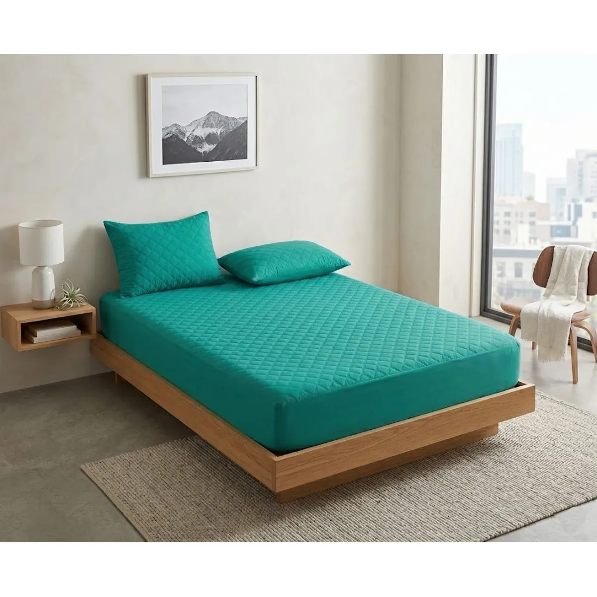 GENERICO - CUBRE COLCHON IMPERMEABLE UNICOLOR KING 200CM X 200CM + FUNDA DE ALMOHADA