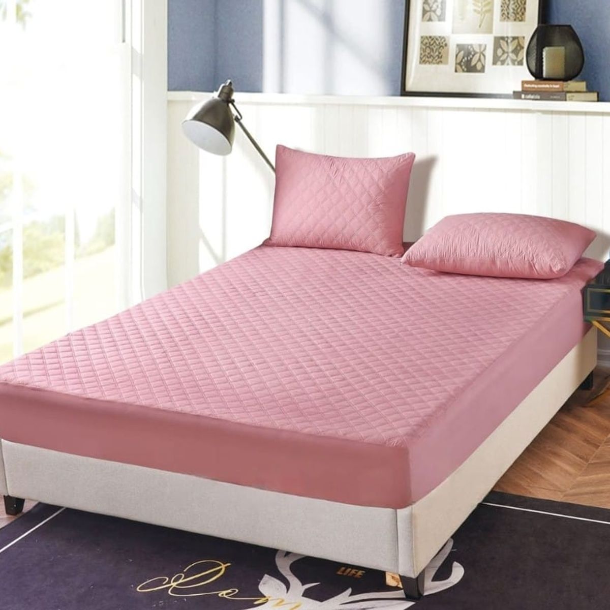 GENERICO - CUBRE COLCHON IMPERMEABLE UNICOLOR KING 200CM X 200CM + FUNDA DE ALMOHADA