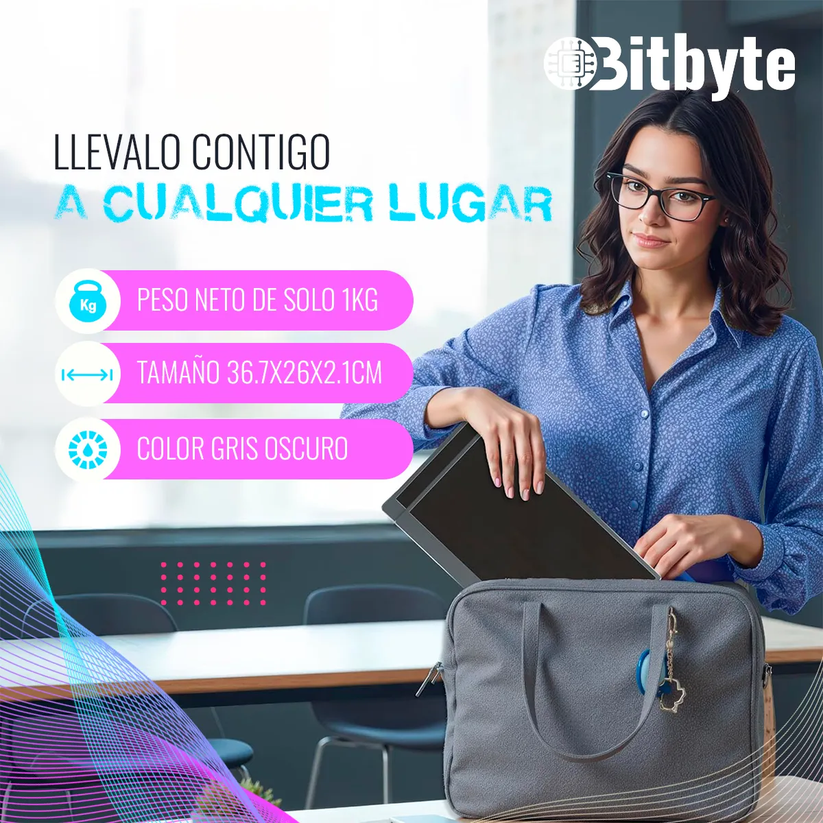 BITBYTE - Monitor Portátil Doble Pantalla Bitbyte 14 Full Hd