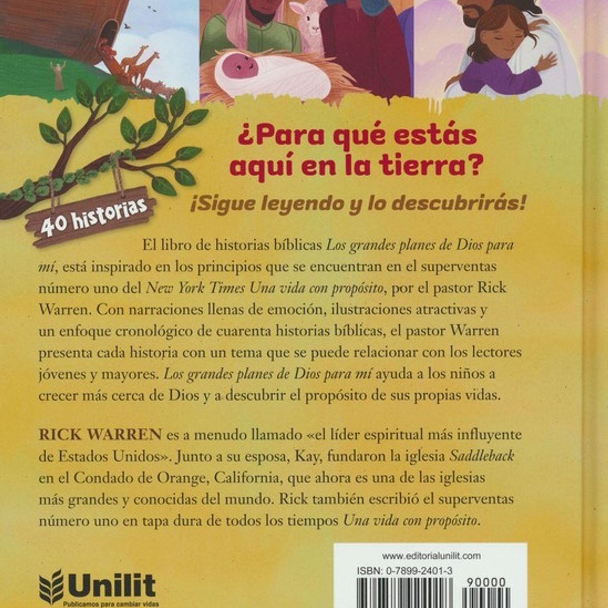 UNILIT - Los grandes planes de Dios para mí Libro de historias bíblicas - Rick Warren