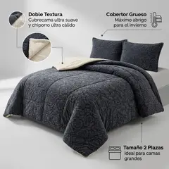 GENERICO - Plumon Cobertor 2 Plaza Invierno Tela Plush con Chiporro Inviernos Calidos
