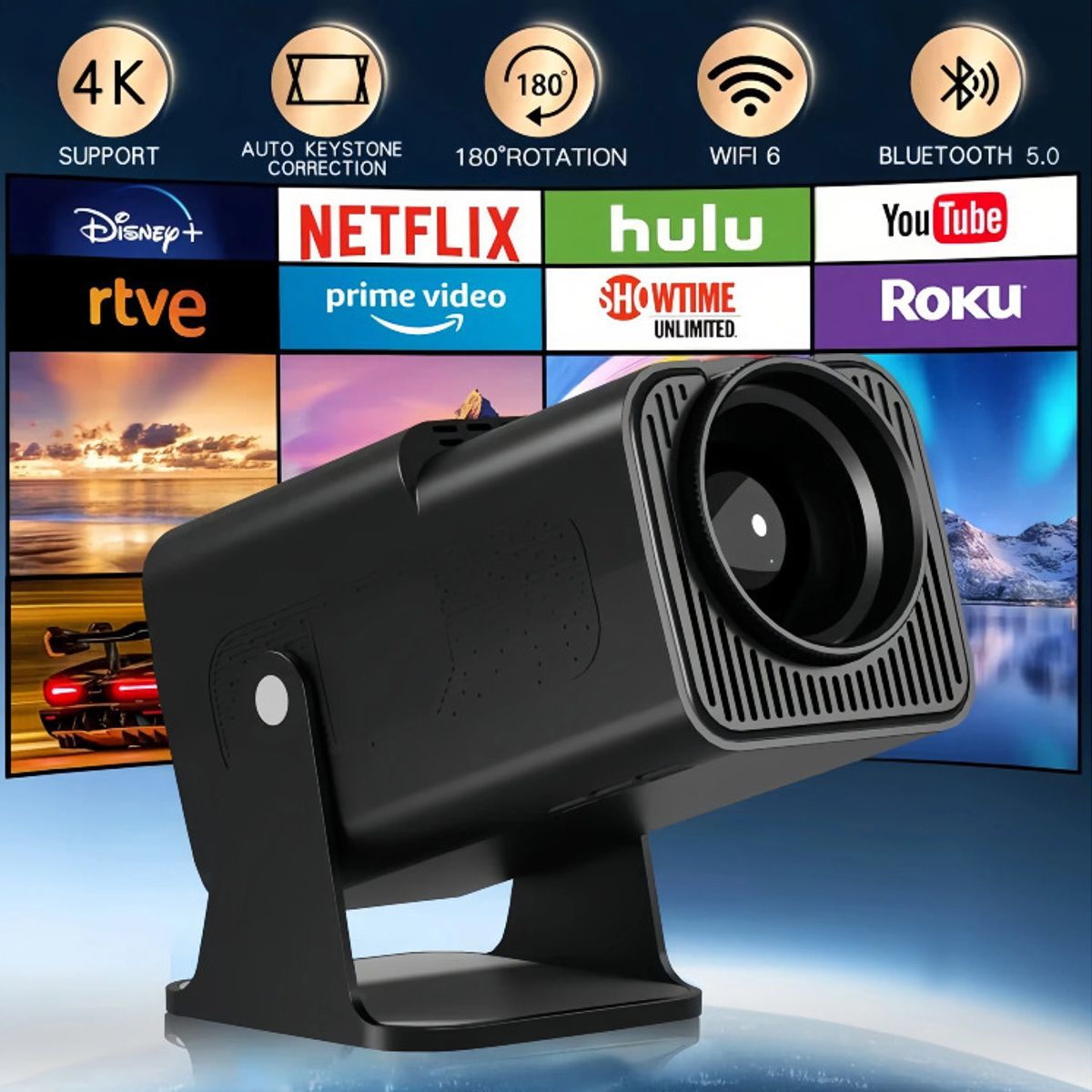 GENERICO - Proyector Portatil HY320 Mini Full HD 4K Negro