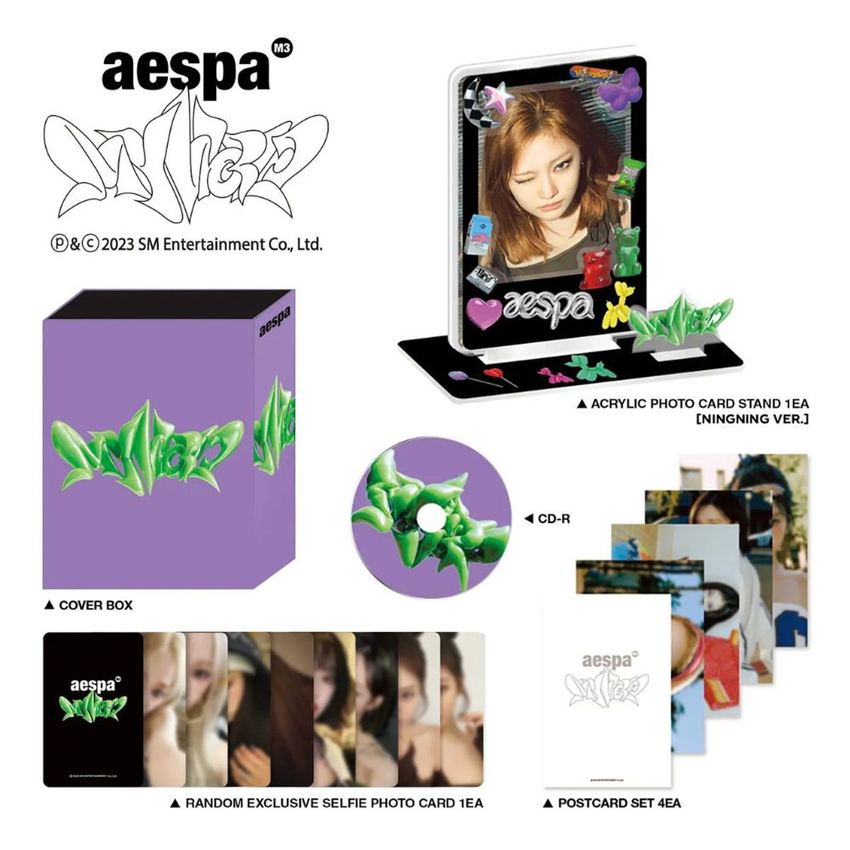 GENERICO - aespa - The 3rd Mini Album MY WORLD Acrylic Stand Box NINGNING Set