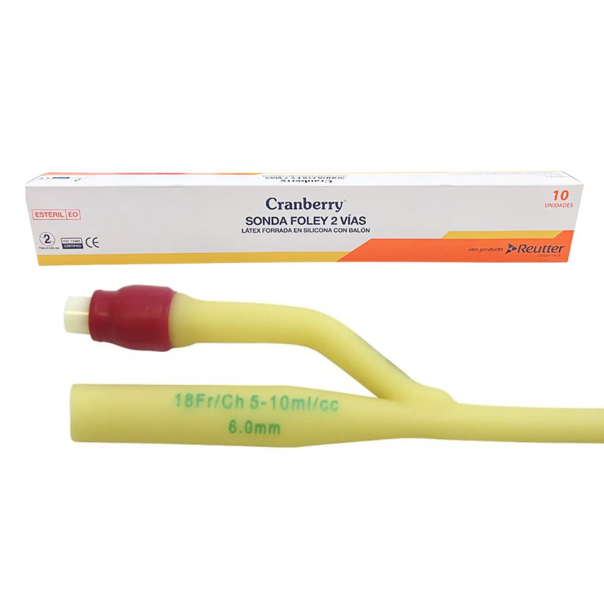 CRANBERRY - Sonda Foley 2 Vías 100% Silicona Con Balón Cranberry n18