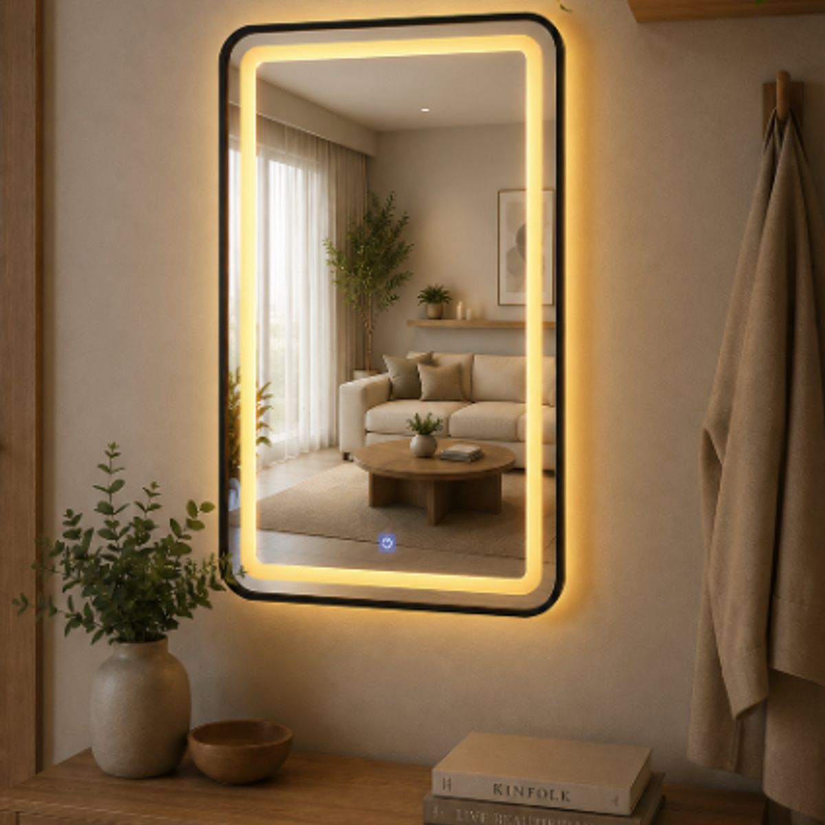 GENERICO - Espejo LED Rectangular L05 Black 50x70 cm