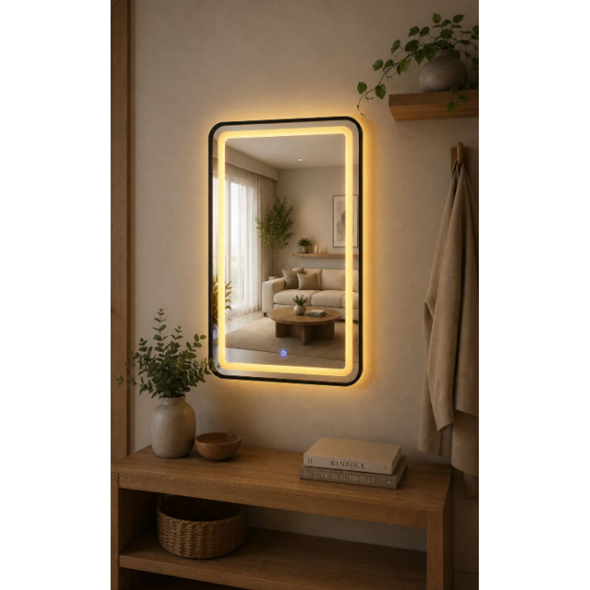 GENERICO - Espejo LED Rectangular L05 Black 50x70 cm