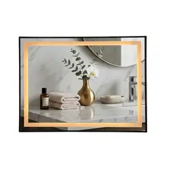 GENERICO - Espejo LED Rectangular Negro 60x80 cm