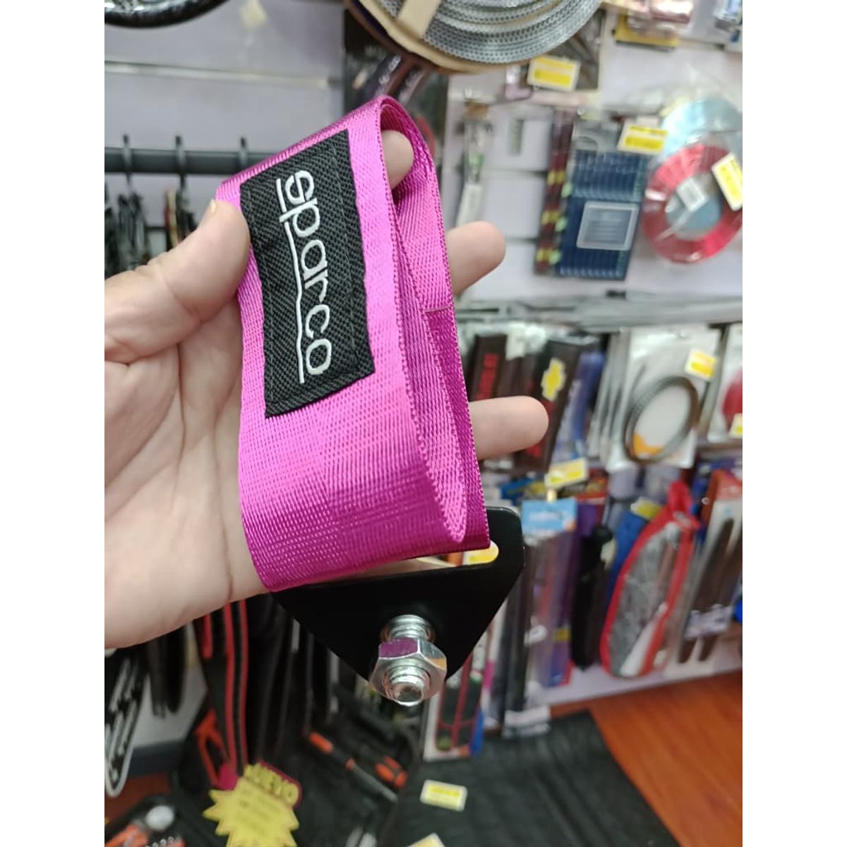GENERICO - Cinta correa gancho de remolque ó arrastre tow strap universal sparco tunning color FUCSIA