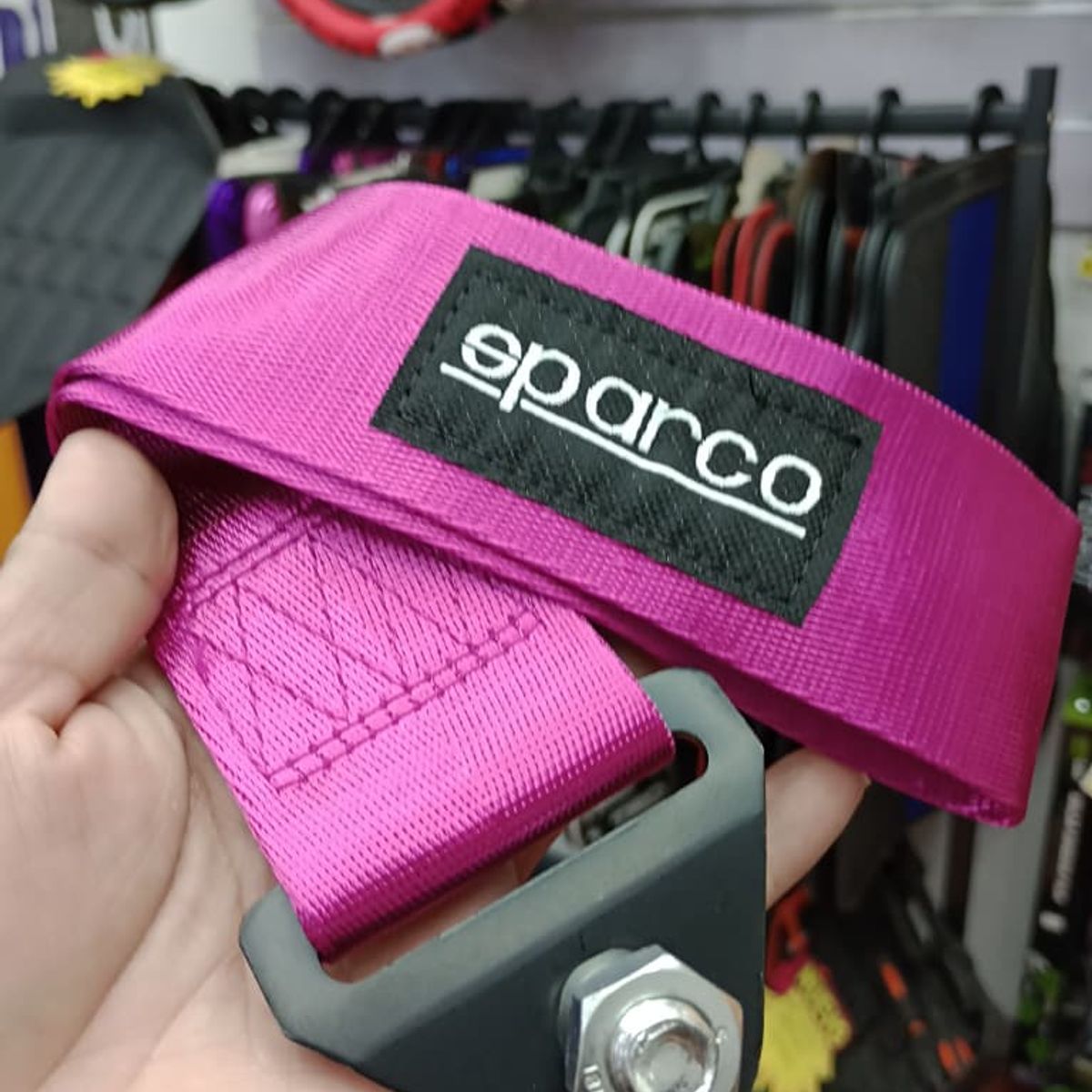 GENERICO - Cinta correa gancho de remolque ó arrastre tow strap universal sparco tunning color FUCSIA