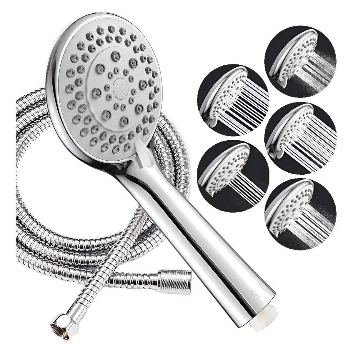 GENERICO - Kit Juego de Ducha con Mango Teléfono y Flexible 2m Crom