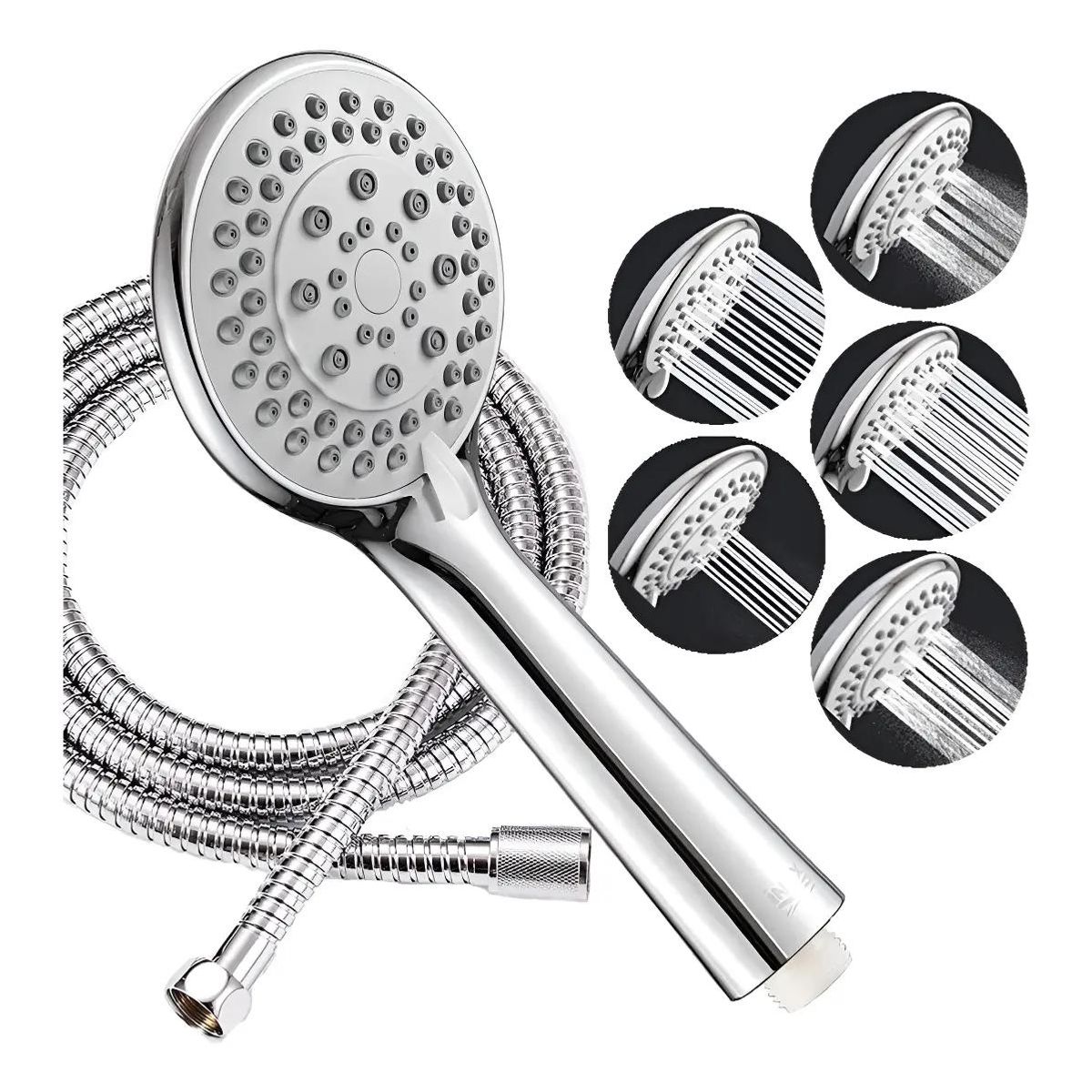 GENERICO - Kit Juego de Ducha con Mango Teléfono y Flexible 2m Crom